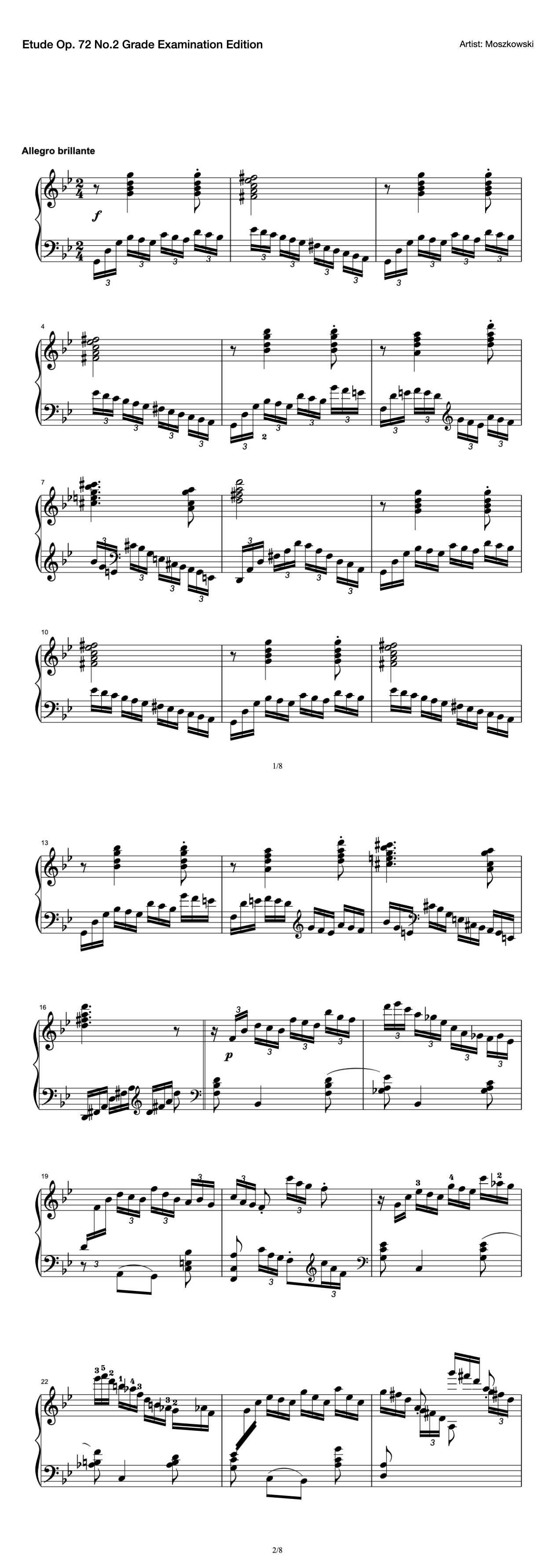 Etude Op. 72 No.2 Grade Examination Edition preview