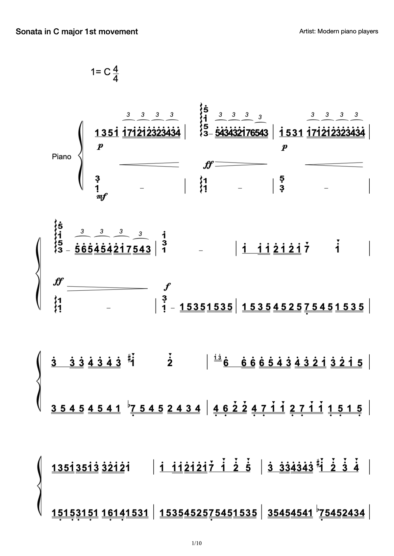 Sonata in C major 1st movement preview