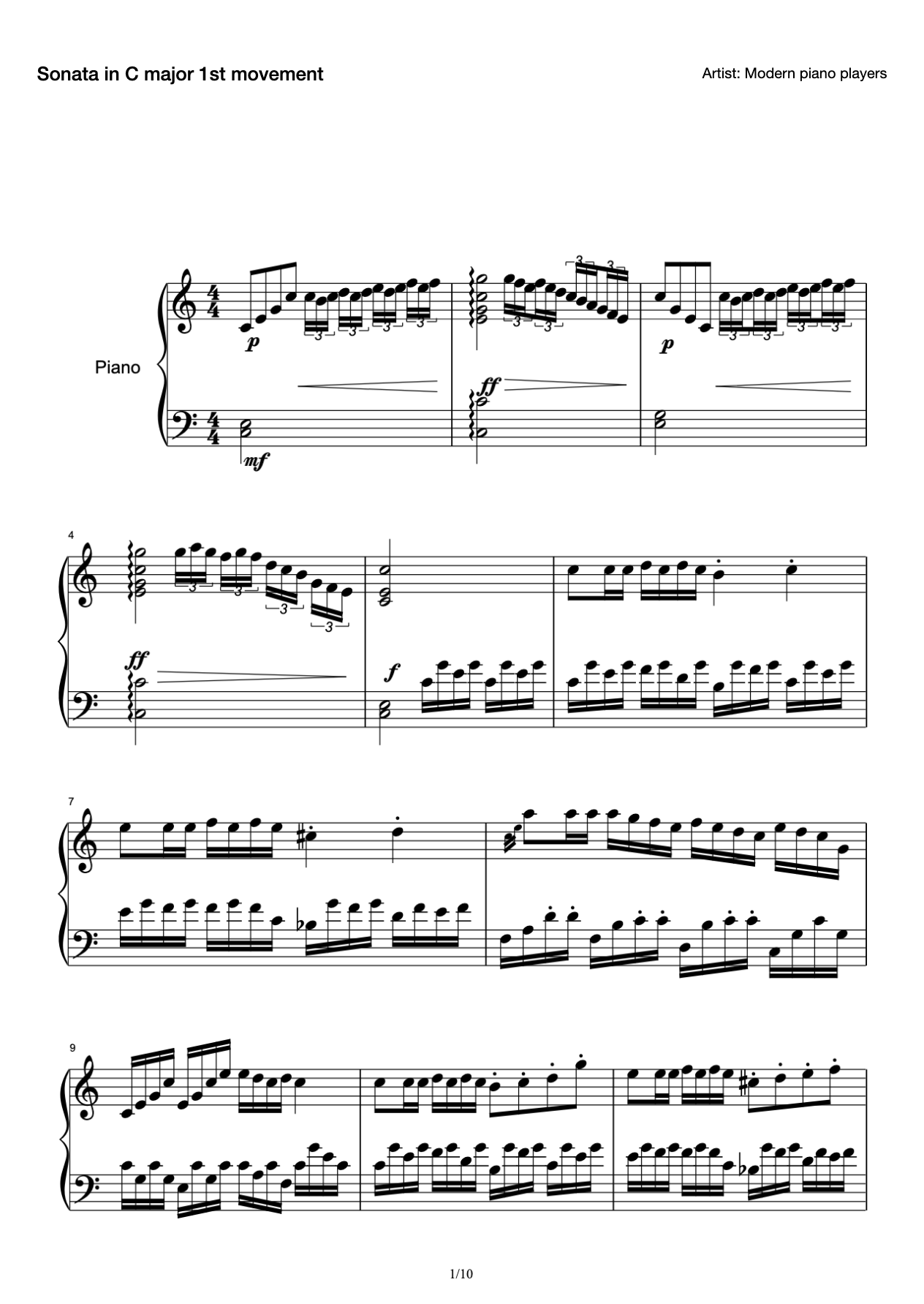 Sonata in C major 1st movement preview