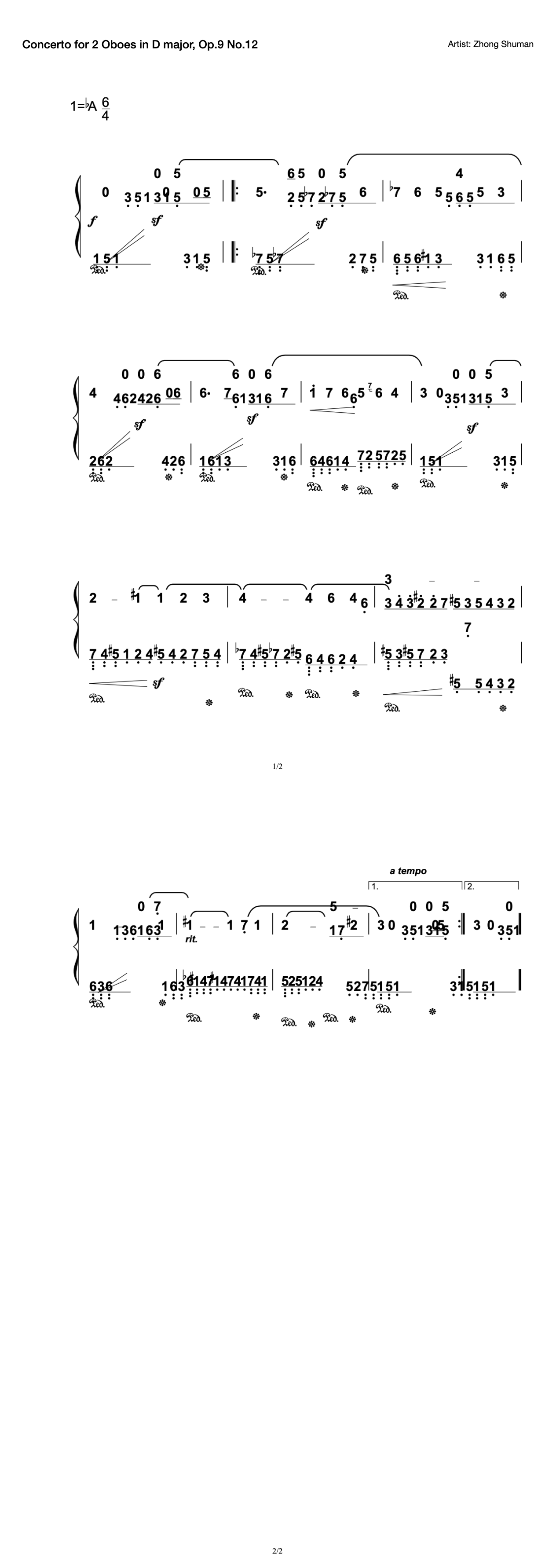 Concerto for 2 Oboes in D major, Op.9 No.12 preview