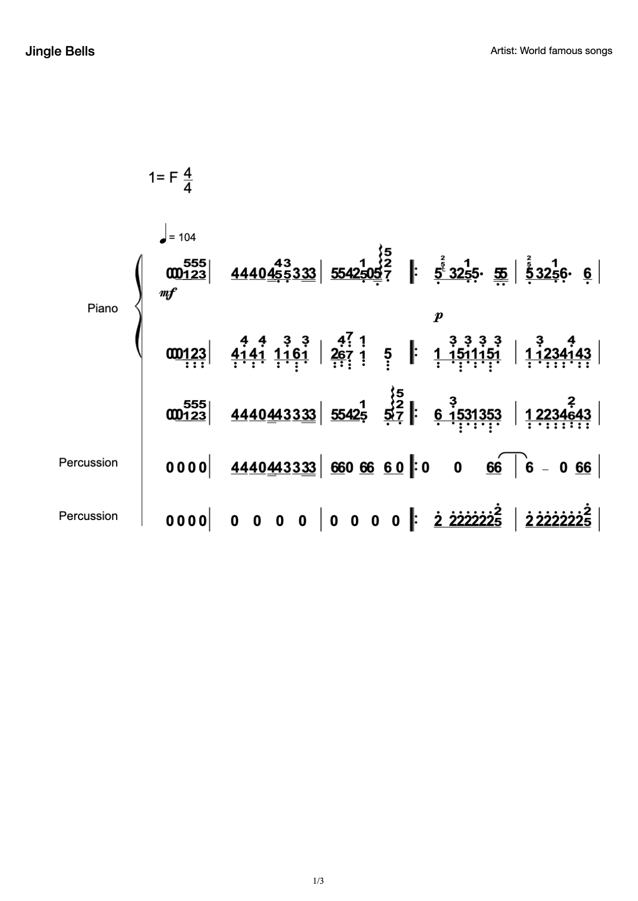 Jingle Bells-Score preview