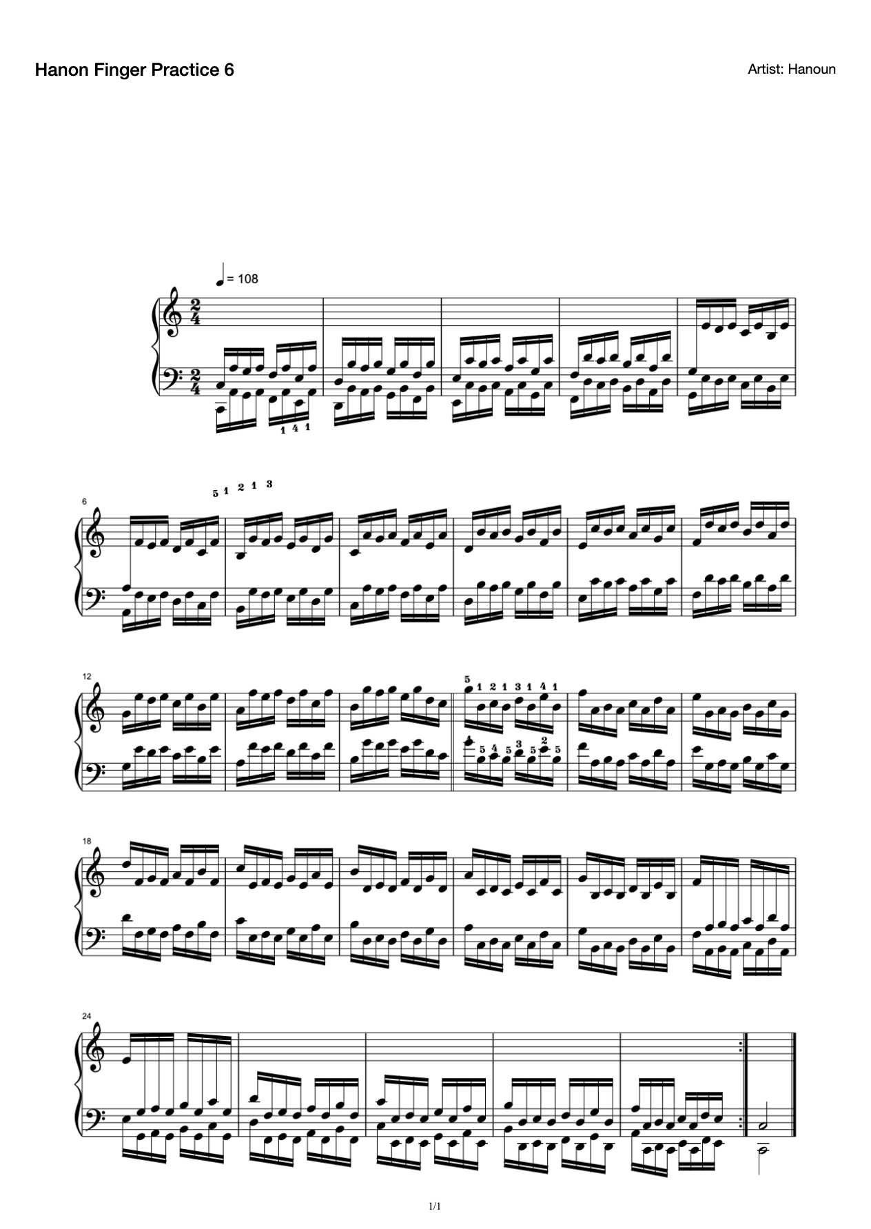 Hanon Finger Exercise 6-I Learn Piano preview