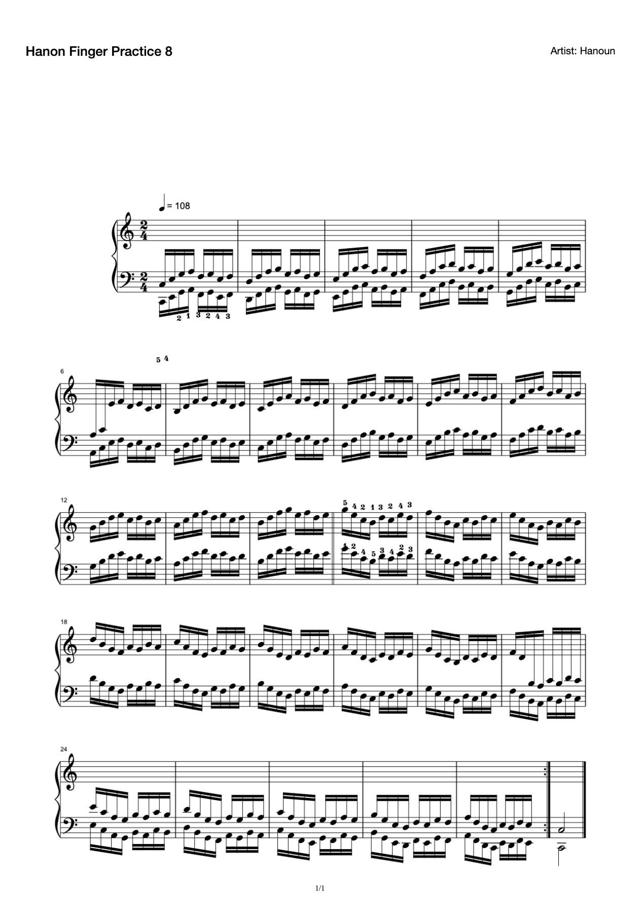 Hanon Finger Exercise 8-I Learn Piano preview