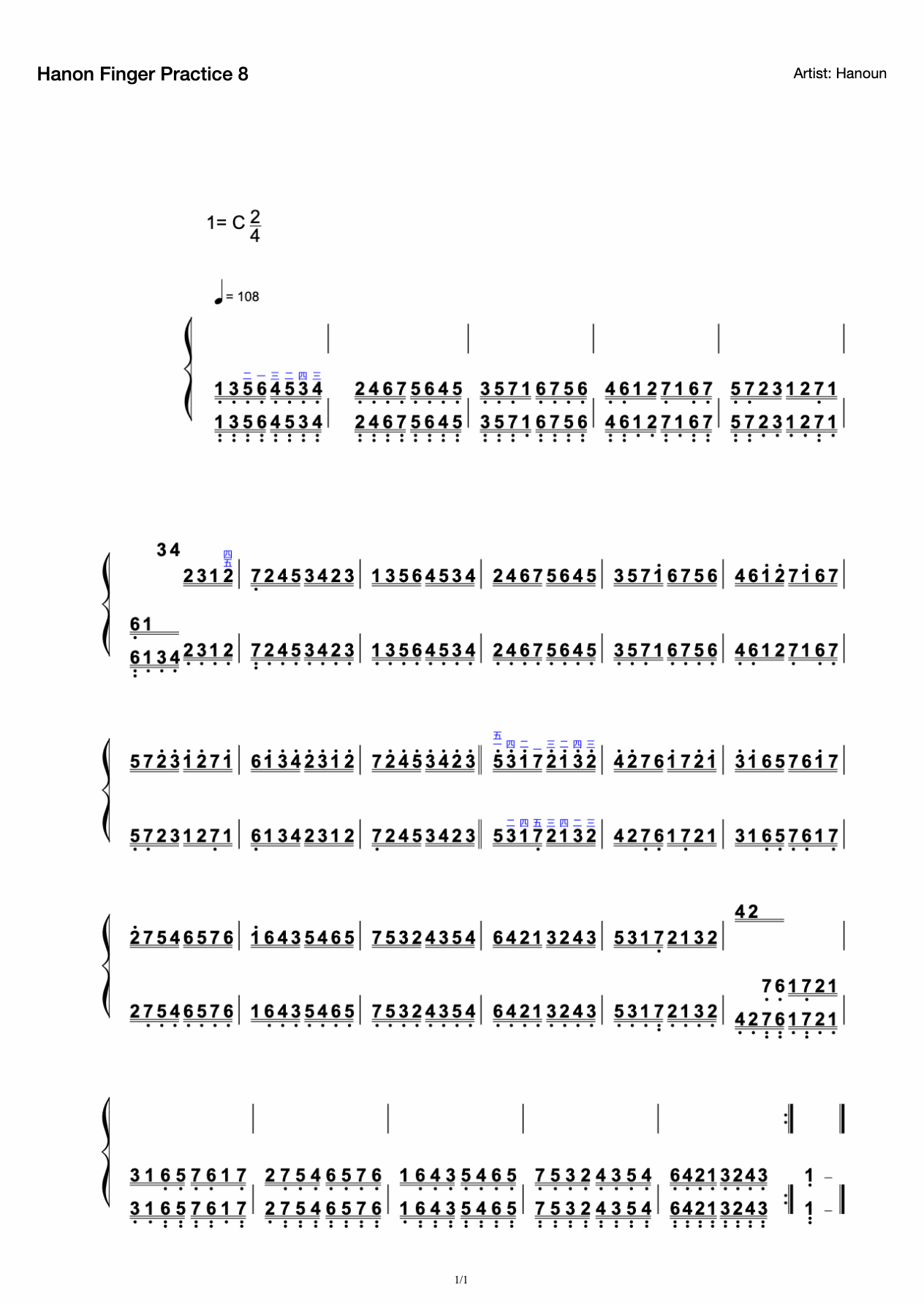 Hanon Finger Exercise 8-I Learn Piano preview