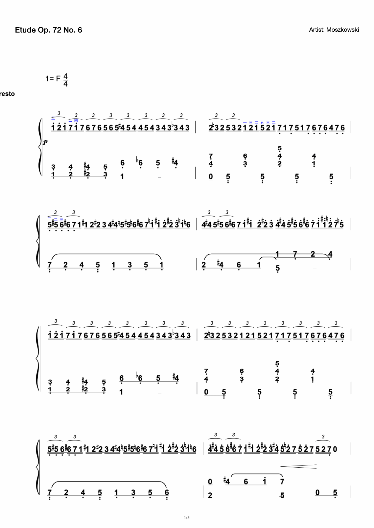 Etude Op. 72 No. 6 preview