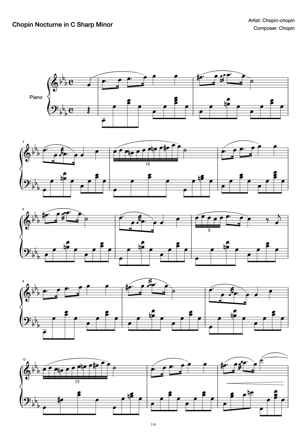 Chopin Nocturne in C Sharp Minor preview