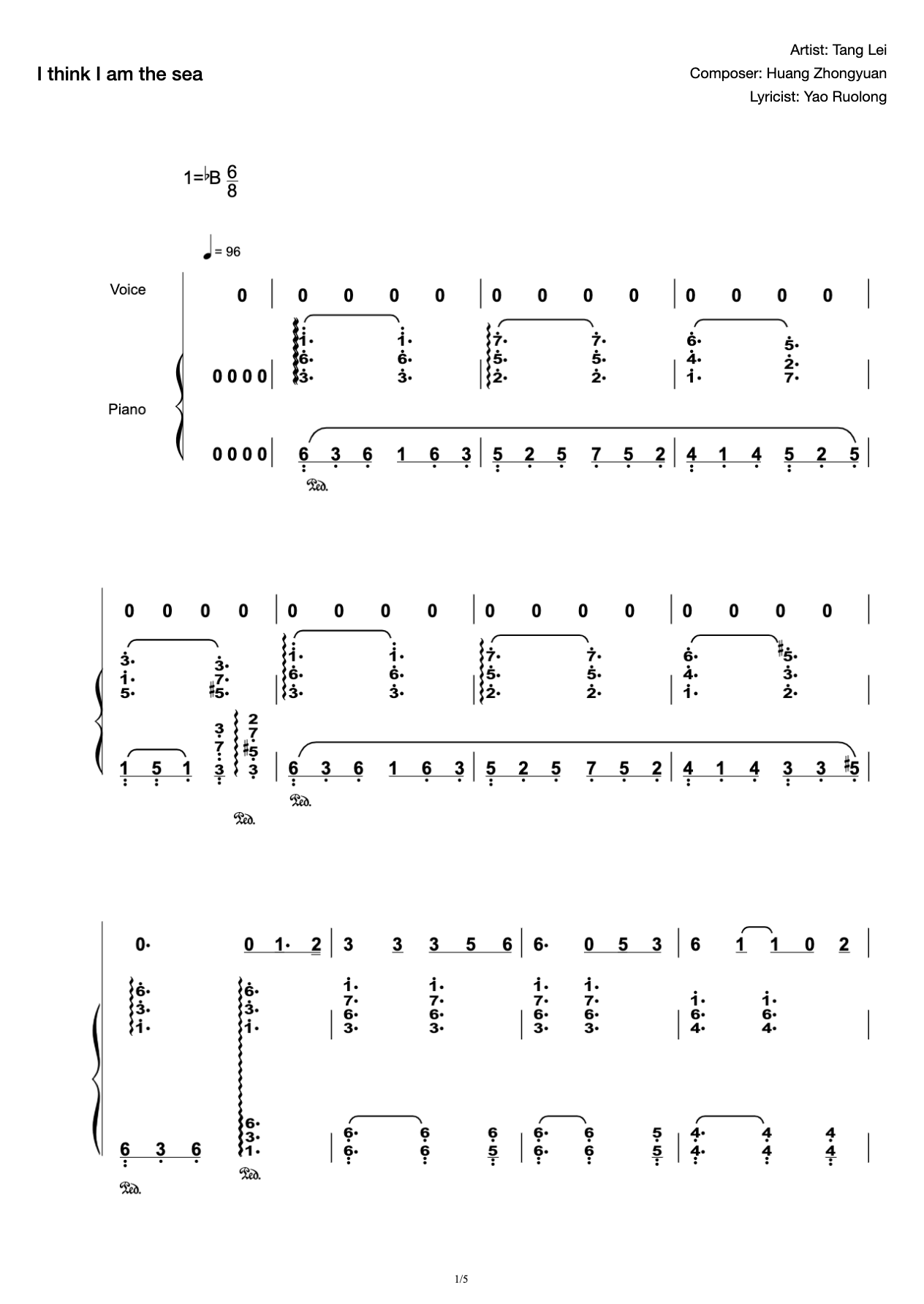 I think I'm the sea-(accompaniment score) preview