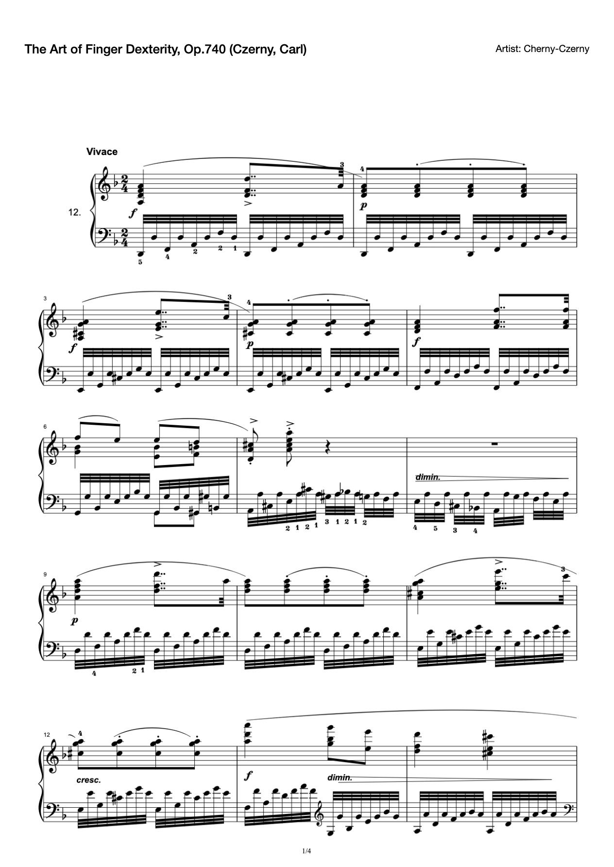 The Art of Finger Dexterity, Op.740 (Czerny, Carl) preview