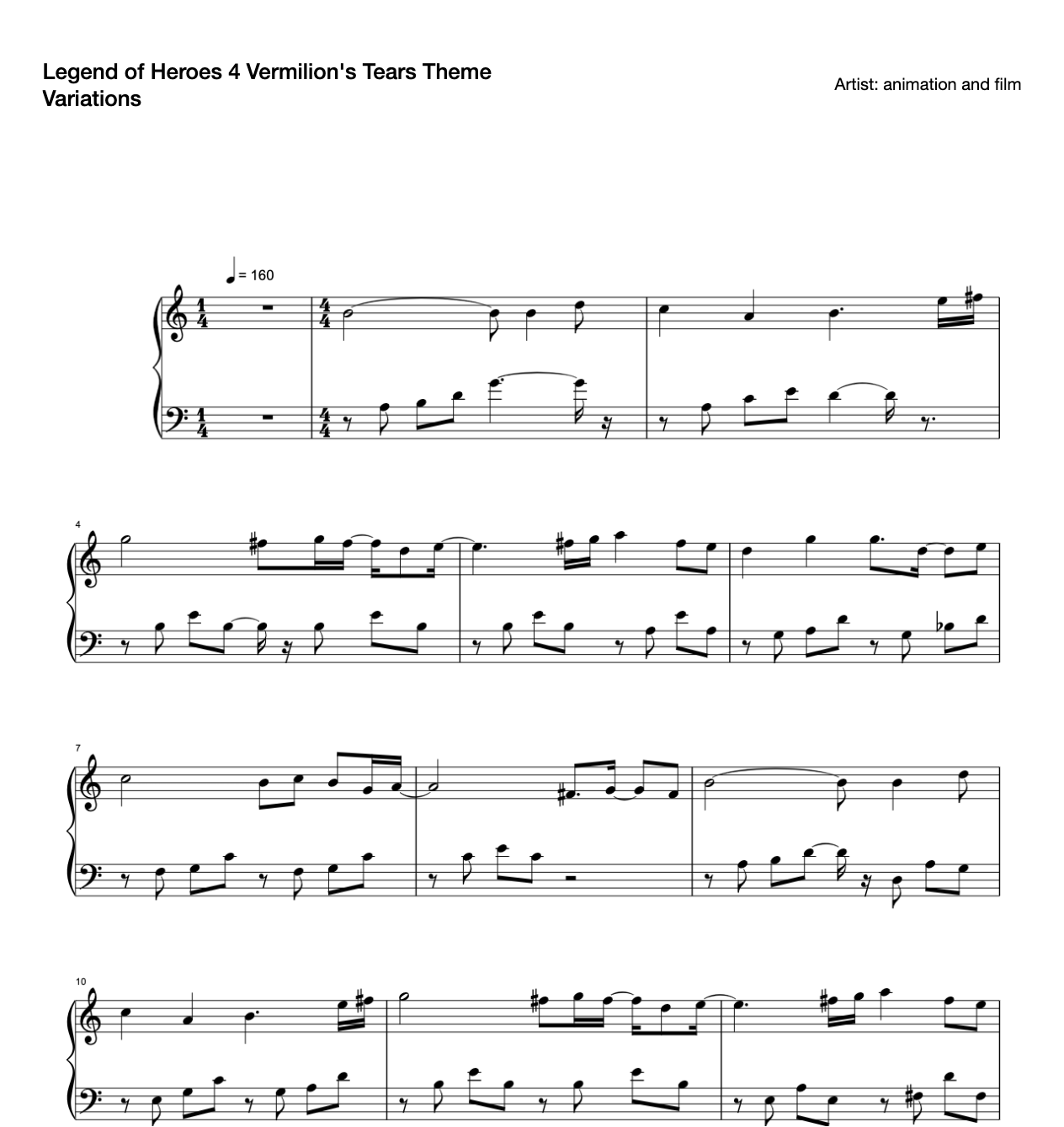 Legend of Heroes 4 Vermilion's Tears Theme Variations preview