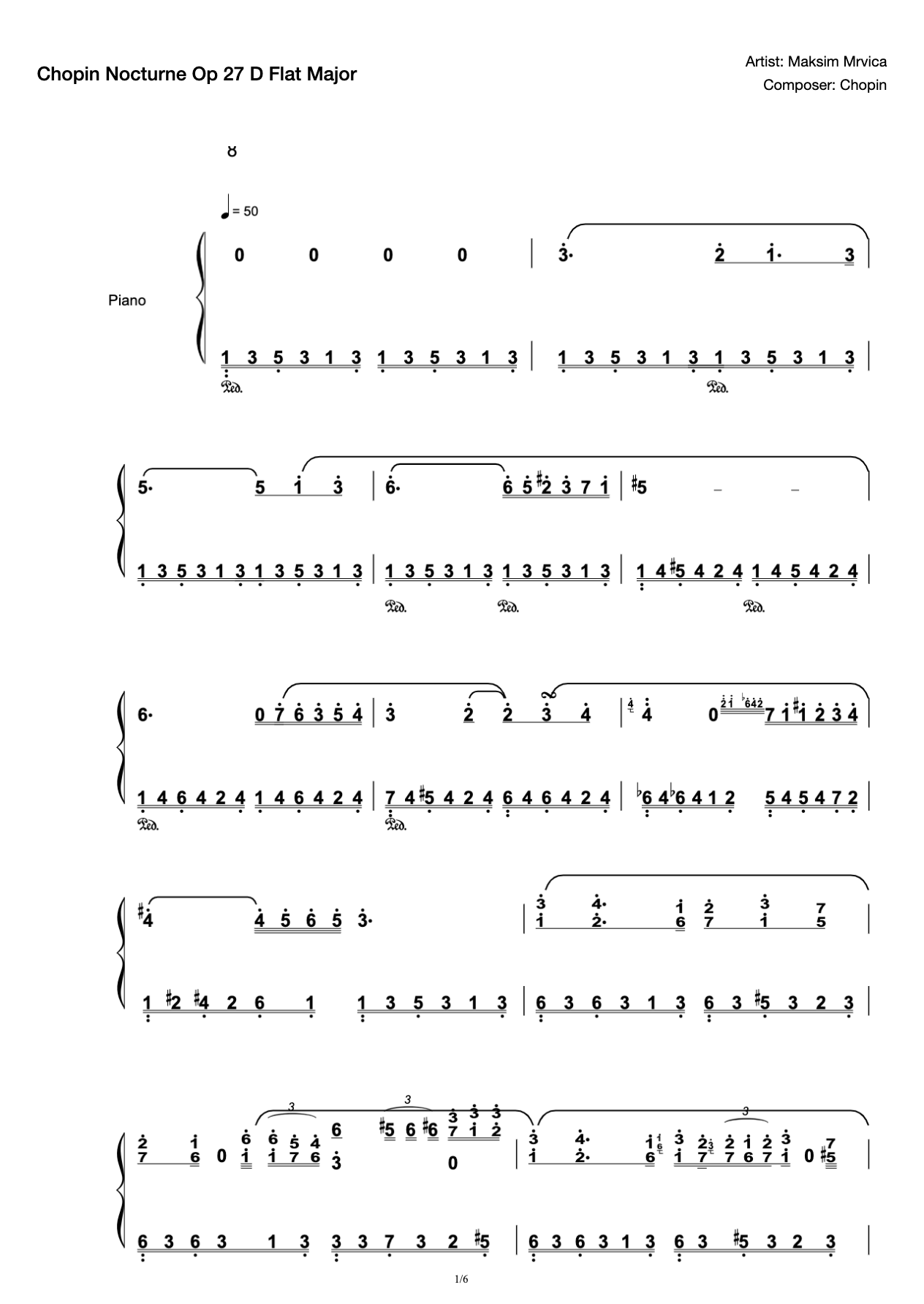 Chopin Nocturne Op 27  D Flat Major preview