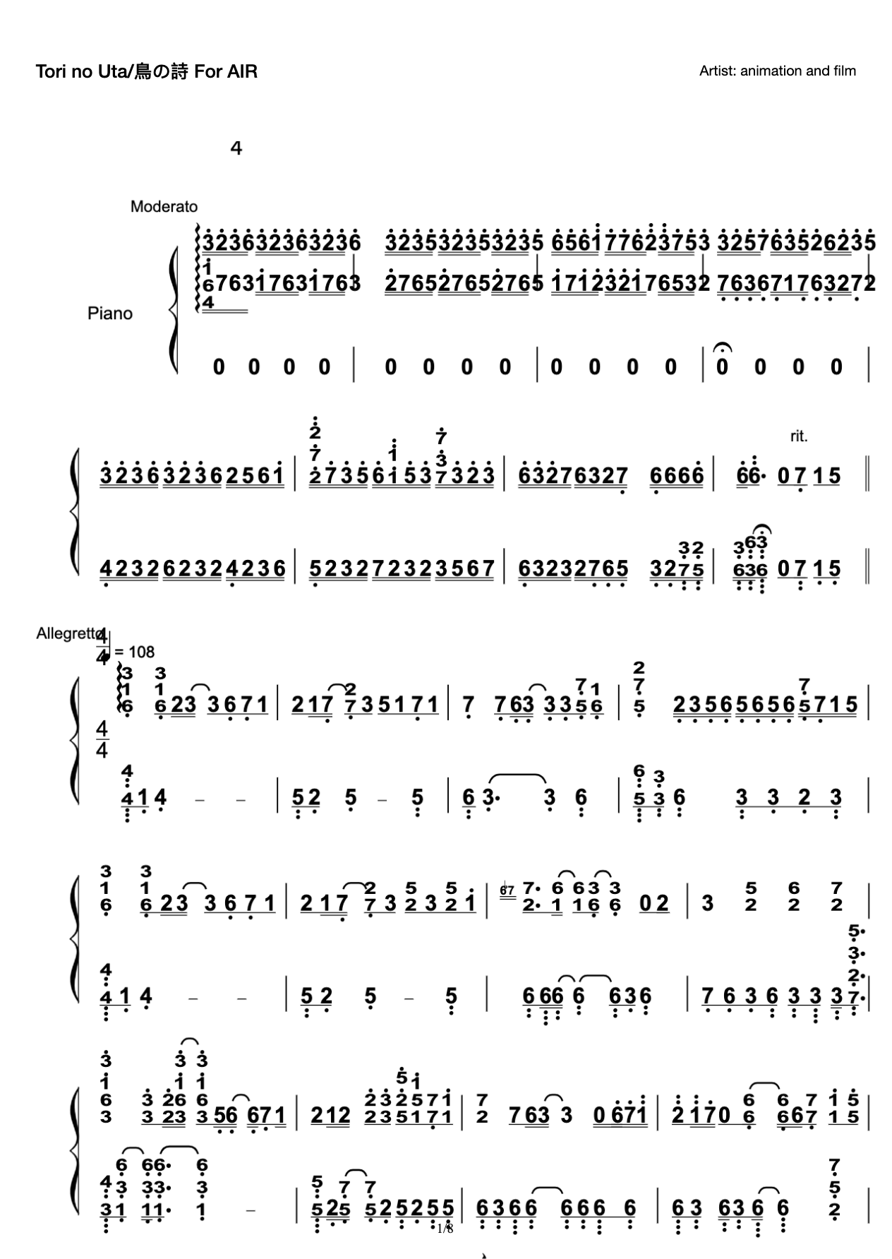 Tori no Uta/鳥の詩 For AIR preview