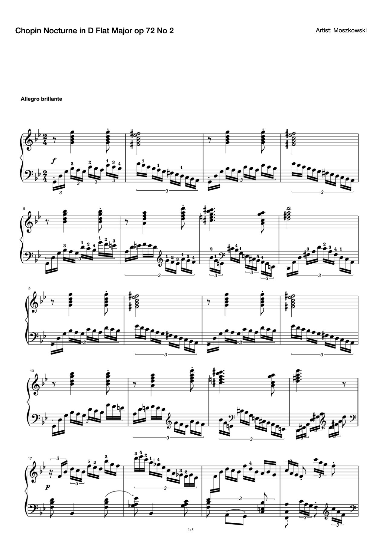 Chopin Nocturne in D Flat Major op 72 No 2 preview