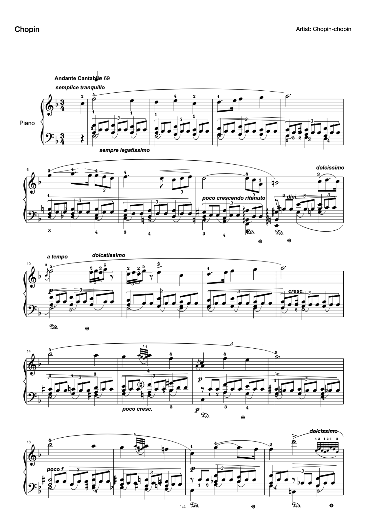 Chopin Nocturne Nocturne in 4-F major (Op.15-1) preview