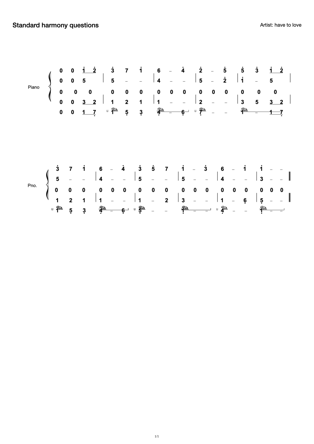 Standard harmony questions preview