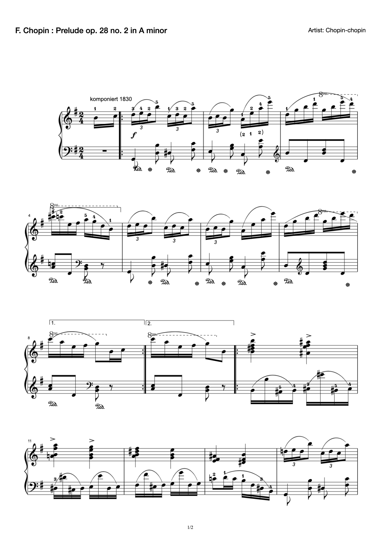 F. Chopin : Prelude op. 28 no. 2 in A minor preview