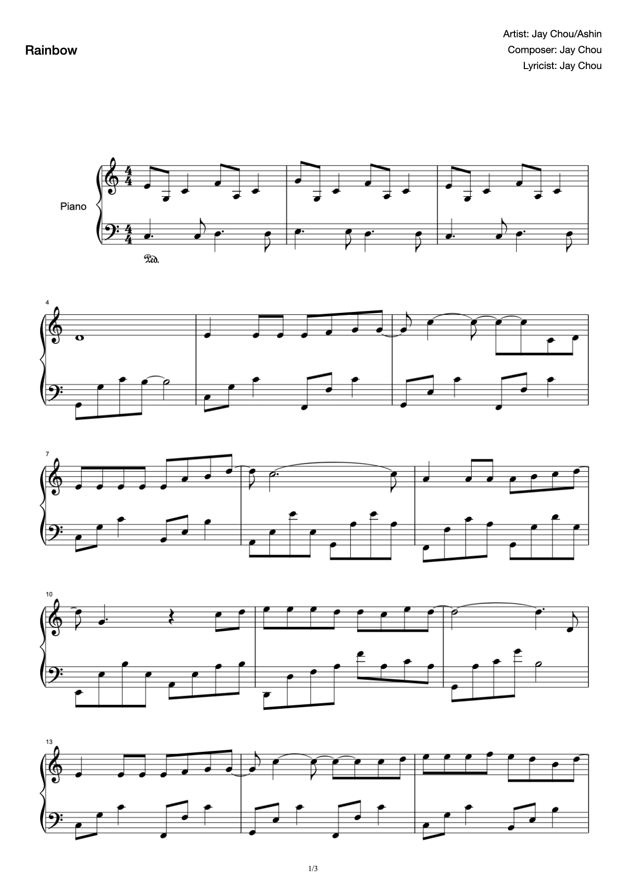 Rainbow-Piano Poem Modified Edition preview