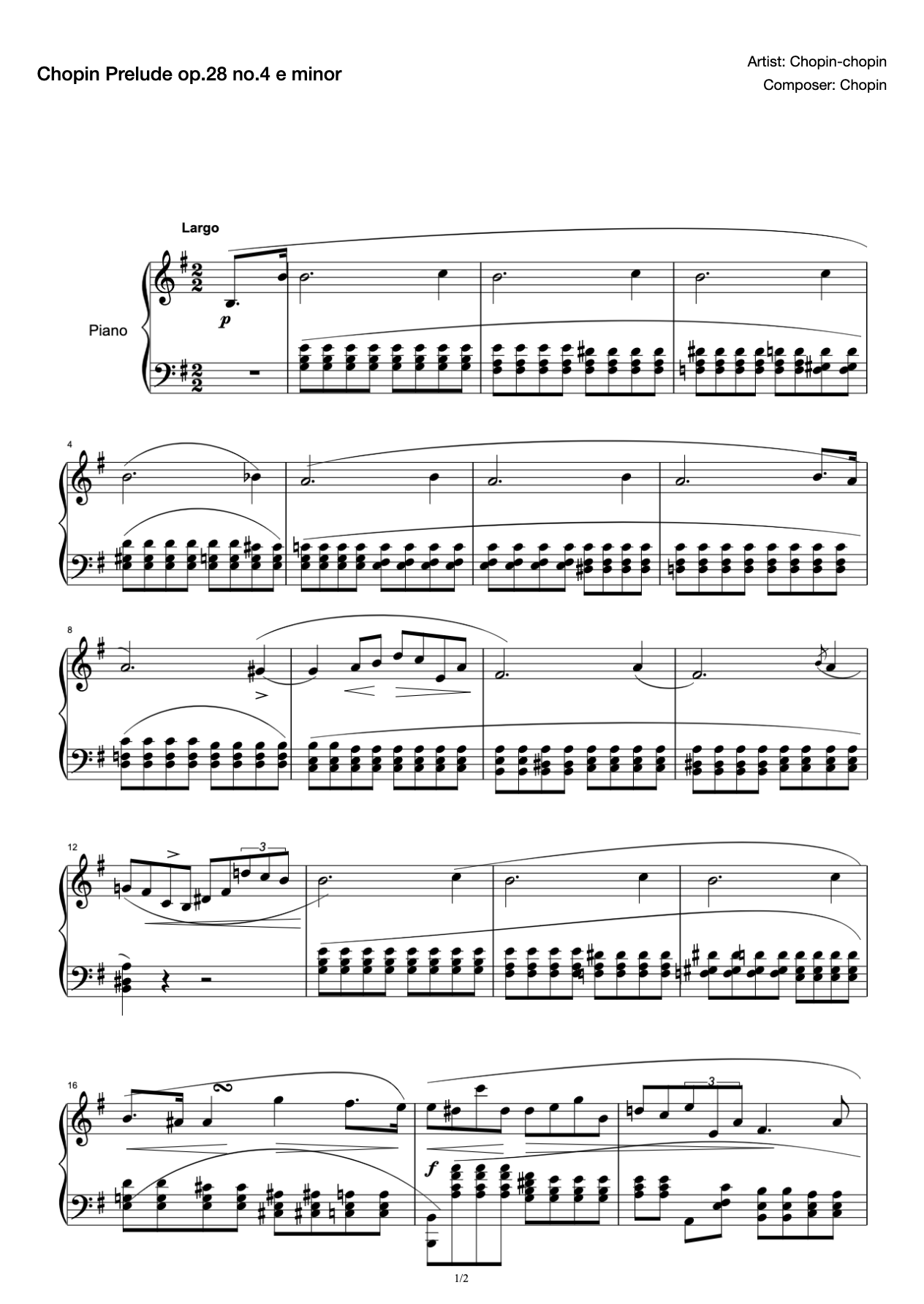 Chopin Prelude op.28 no.4 e minor preview