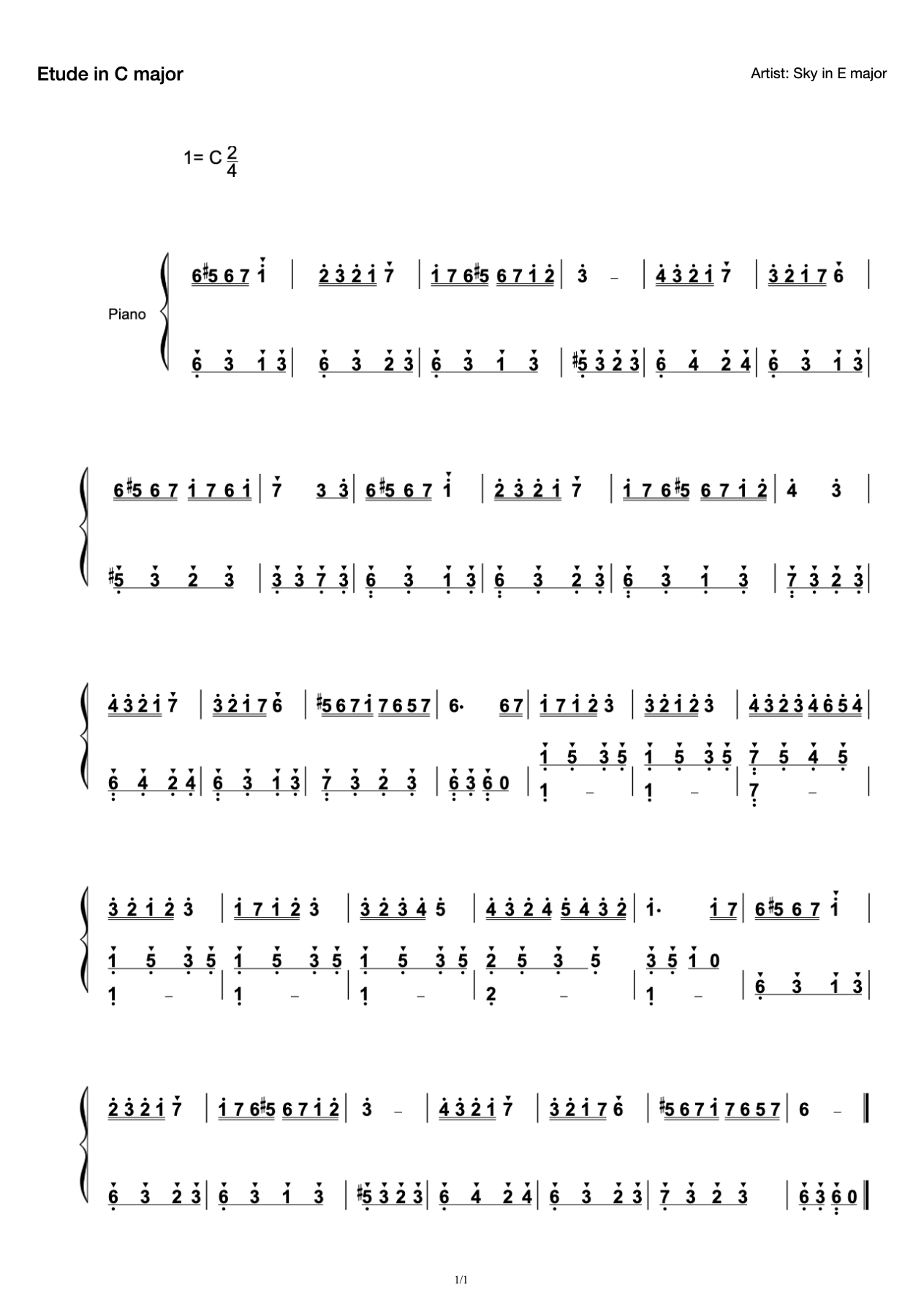 Etude in C major preview