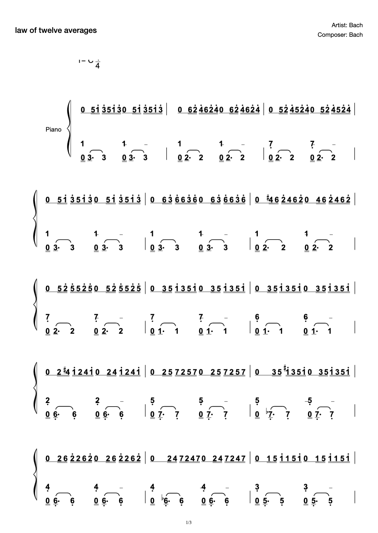 Prelude in C Major of Twelve Averages preview