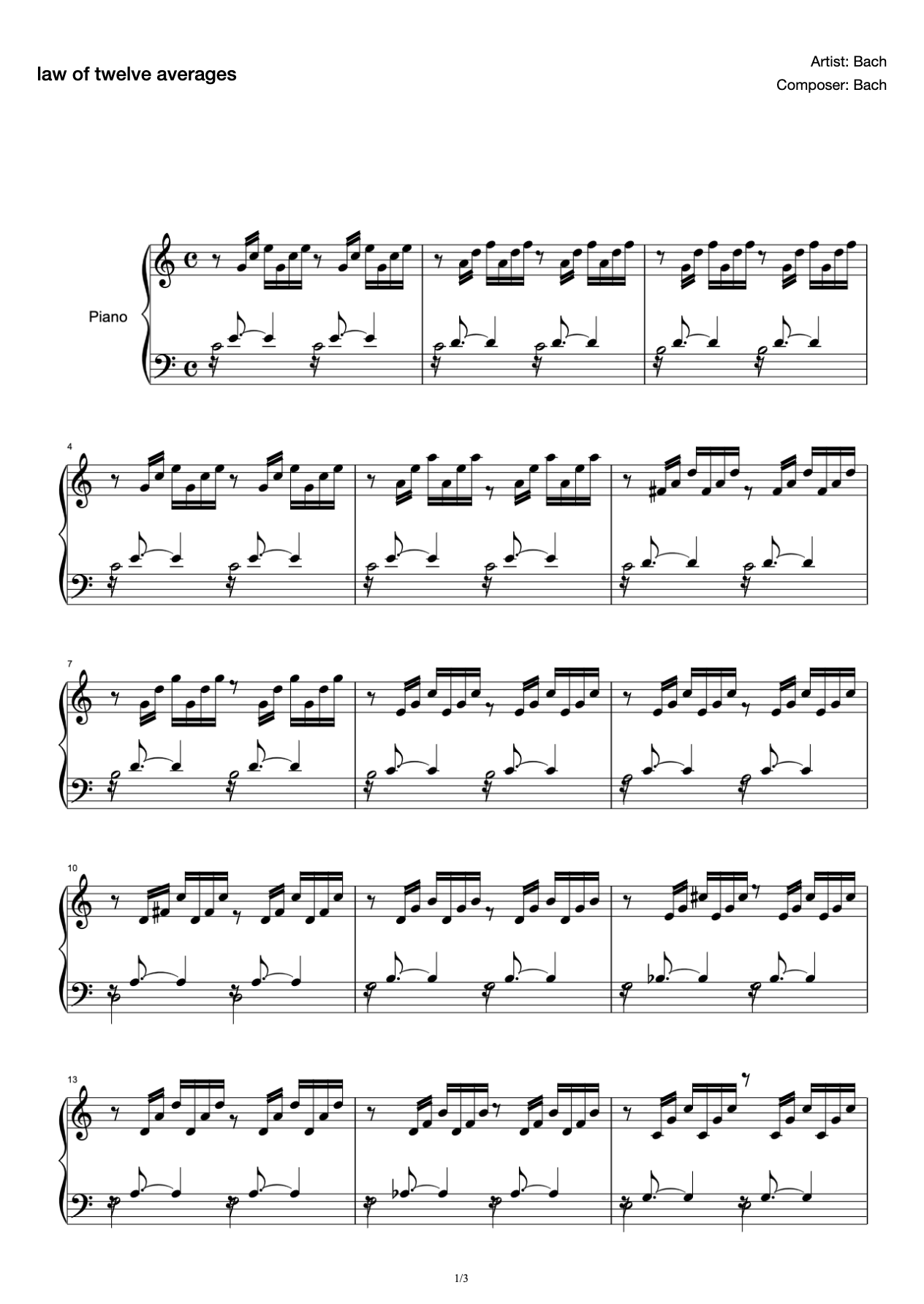 Prelude in C Major of Twelve Averages preview