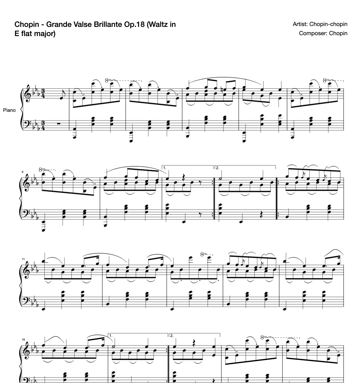 Chopin - Grande Valse Brillante Op.18 (Waltz in E flat major) preview