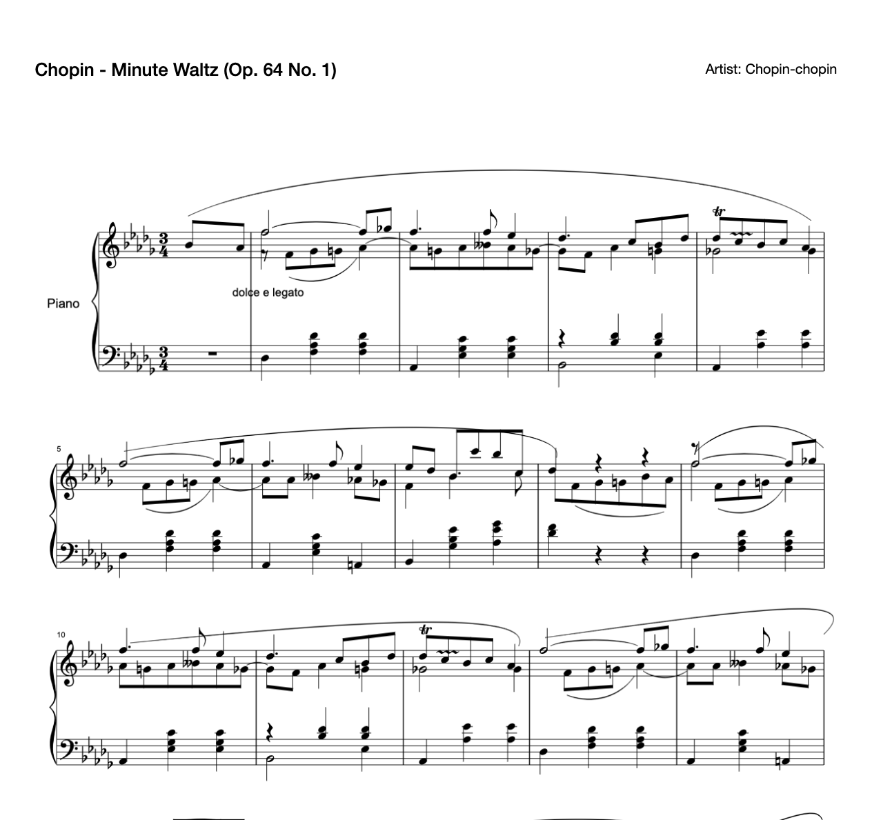 Chopin - Minute Waltz (Op. 64 No. 1) preview