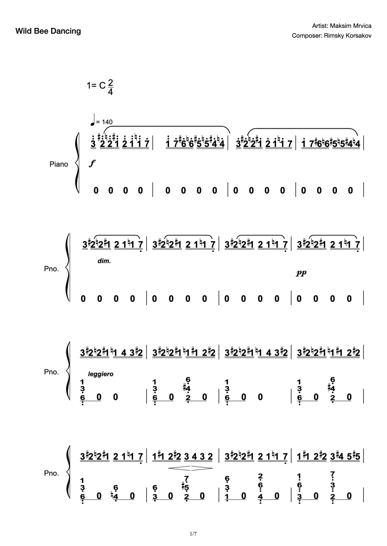 Wild Bee Dance-(Grand Score) preview