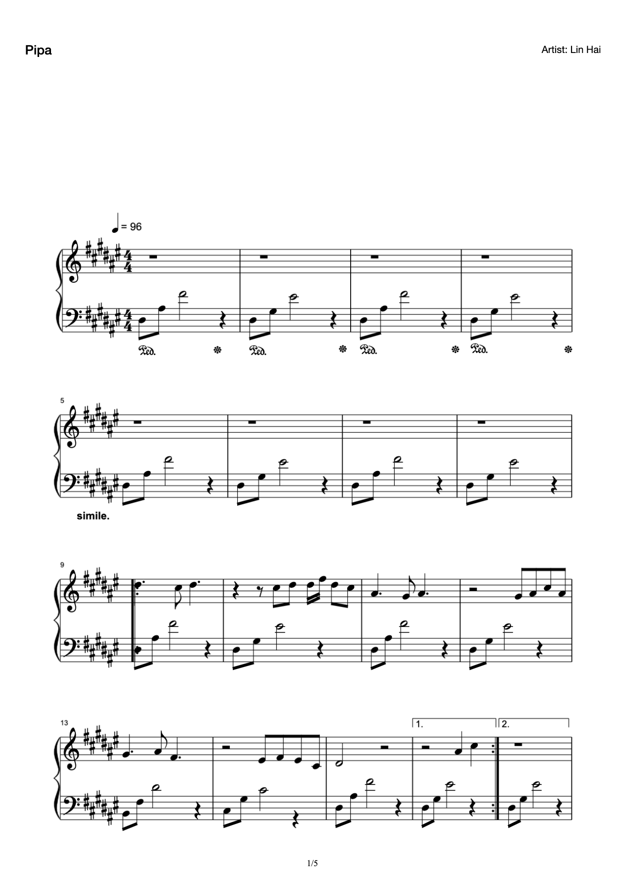 · Accompaniment in# F major in Pipa preview