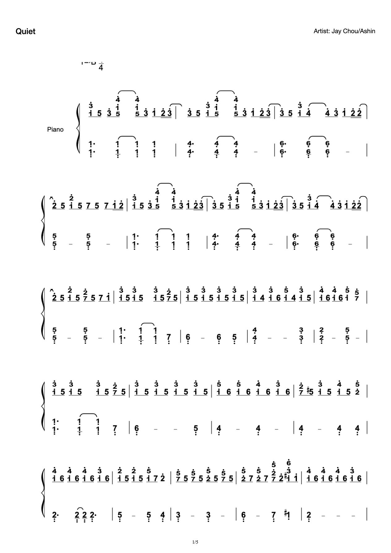 "quiet" accompaniment score preview