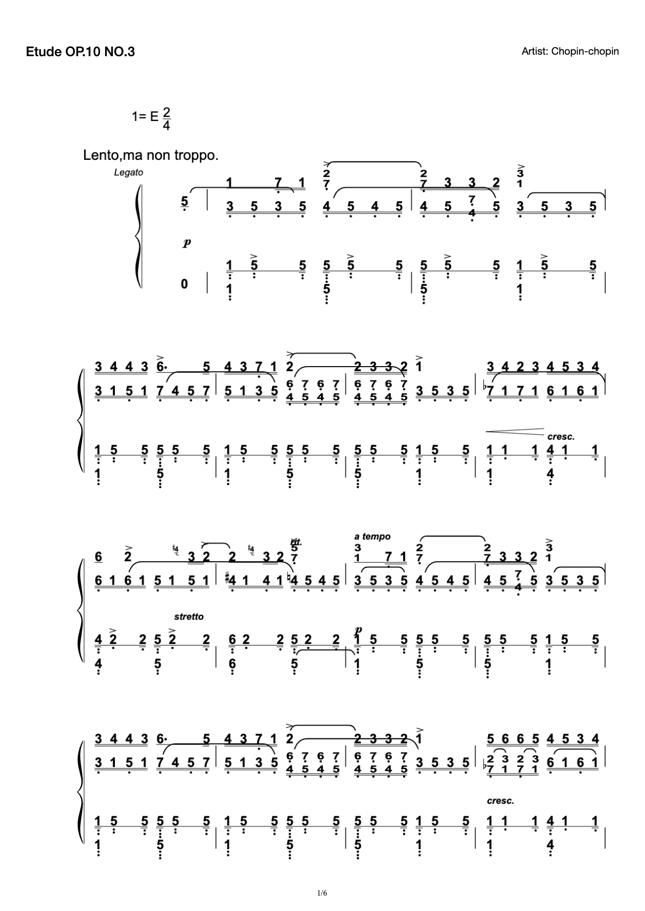 Etude OP.10 NO.3 preview