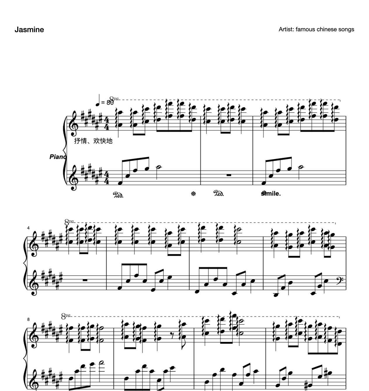 Jasmine The Rosemary - #F, solo piano preview