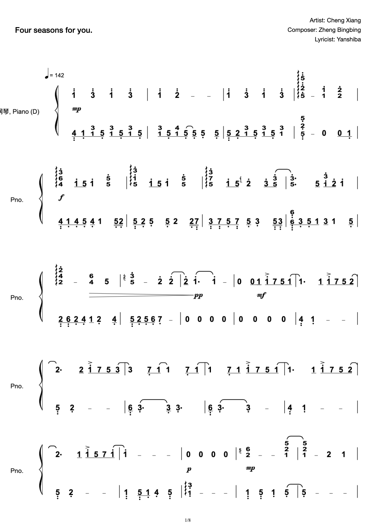 "The Four Seasons to You" High Combustion Solo Edition-Adapted by Cuppix preview