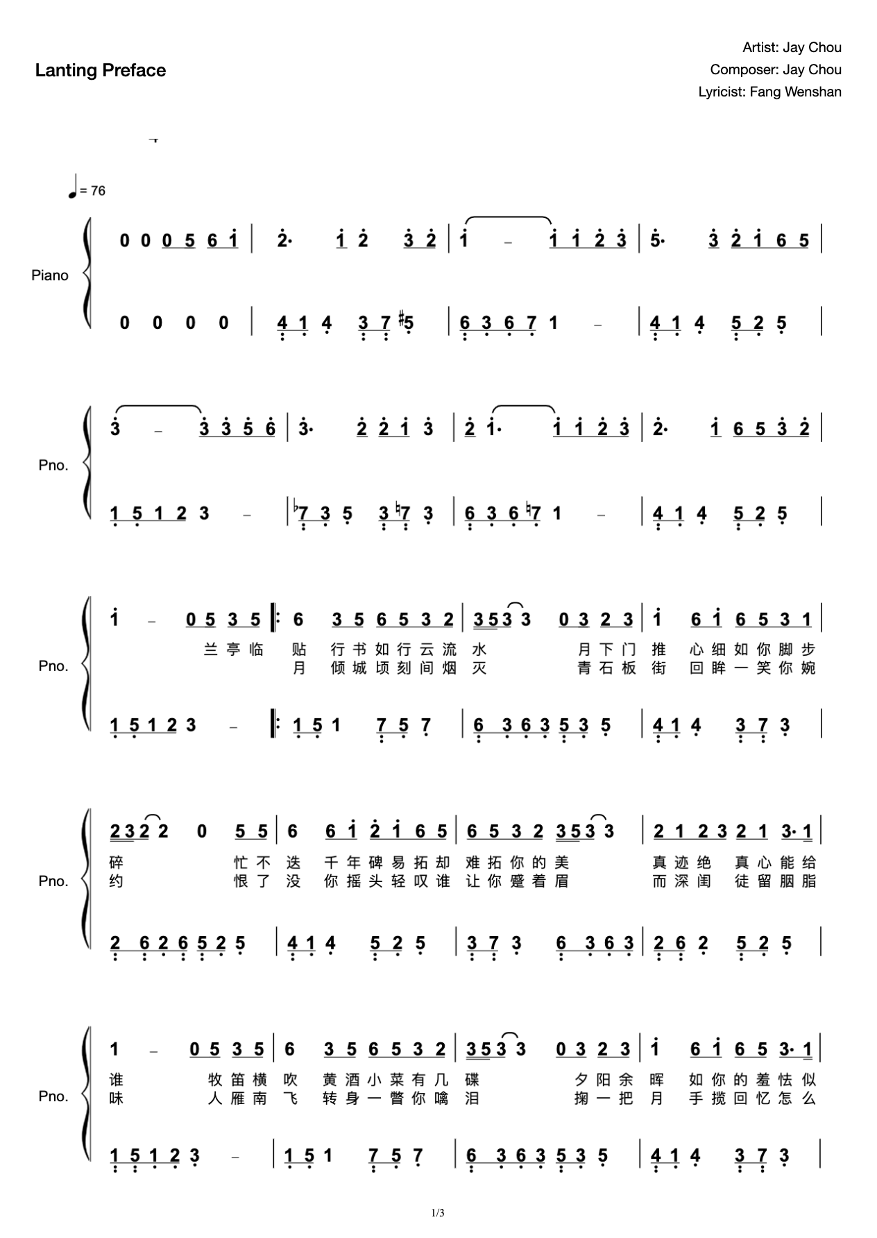 Orchid Pavilion Preface-Simple Version in C Tone Nice and Easy to Hit-Prelude Opera Rap End preview