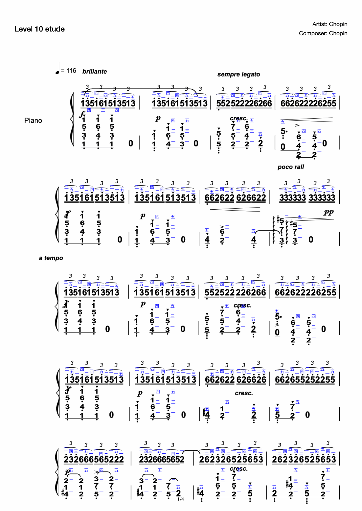 Level 10 Black Key Etude NO. 5 (grading super detailed fingering) preview