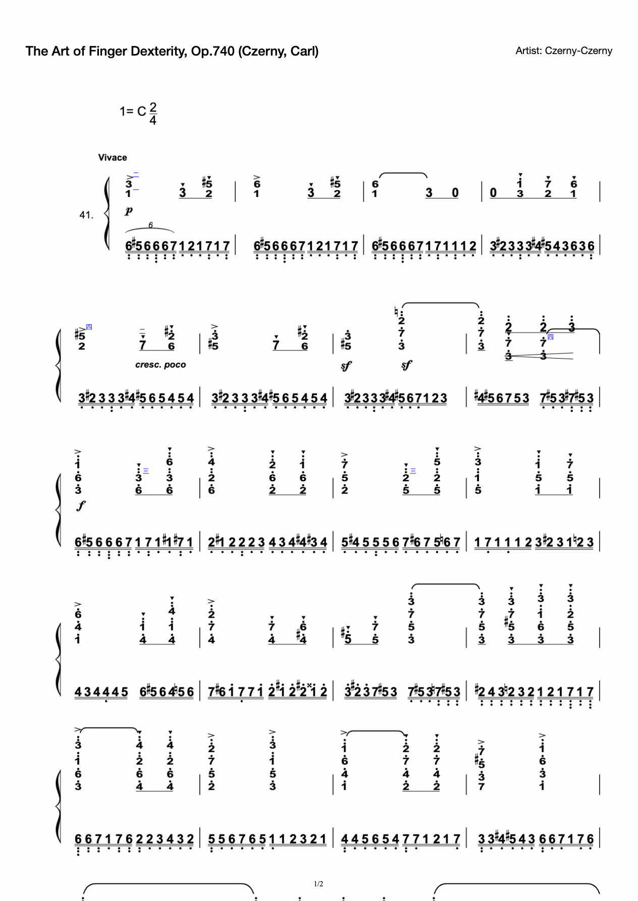 The Art of Finger Dexterity, Op.740 (Czerny, Carl) preview