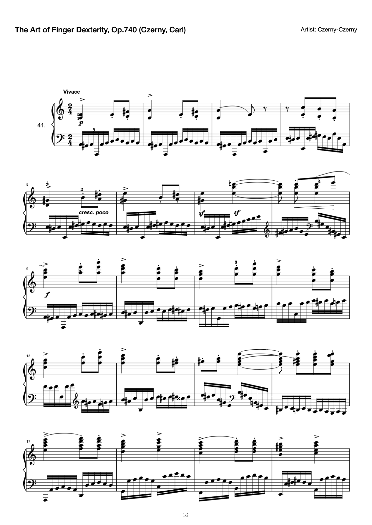 The Art of Finger Dexterity, Op.740 (Czerny, Carl) preview