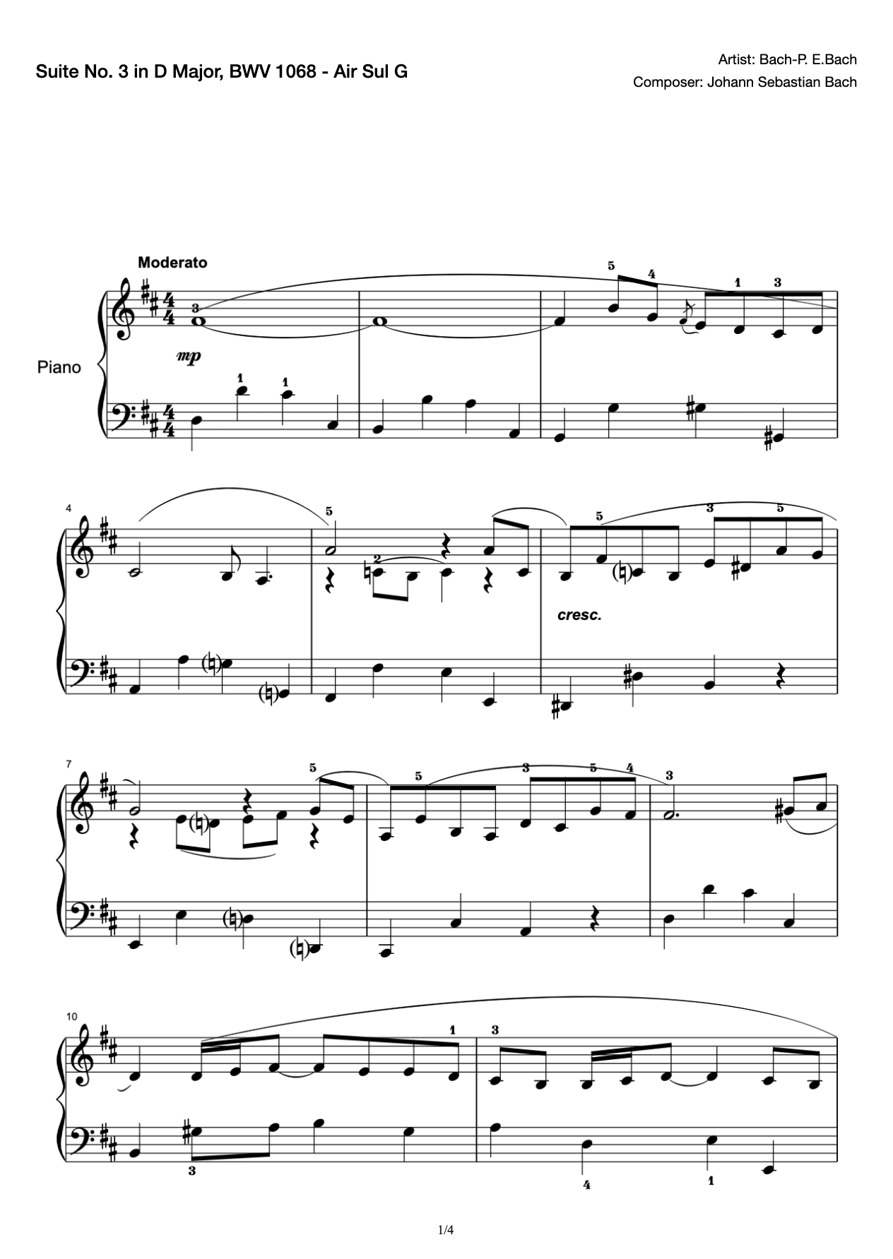 Suite No. 3 in D Major, BWV 1068 - Air Sul G preview