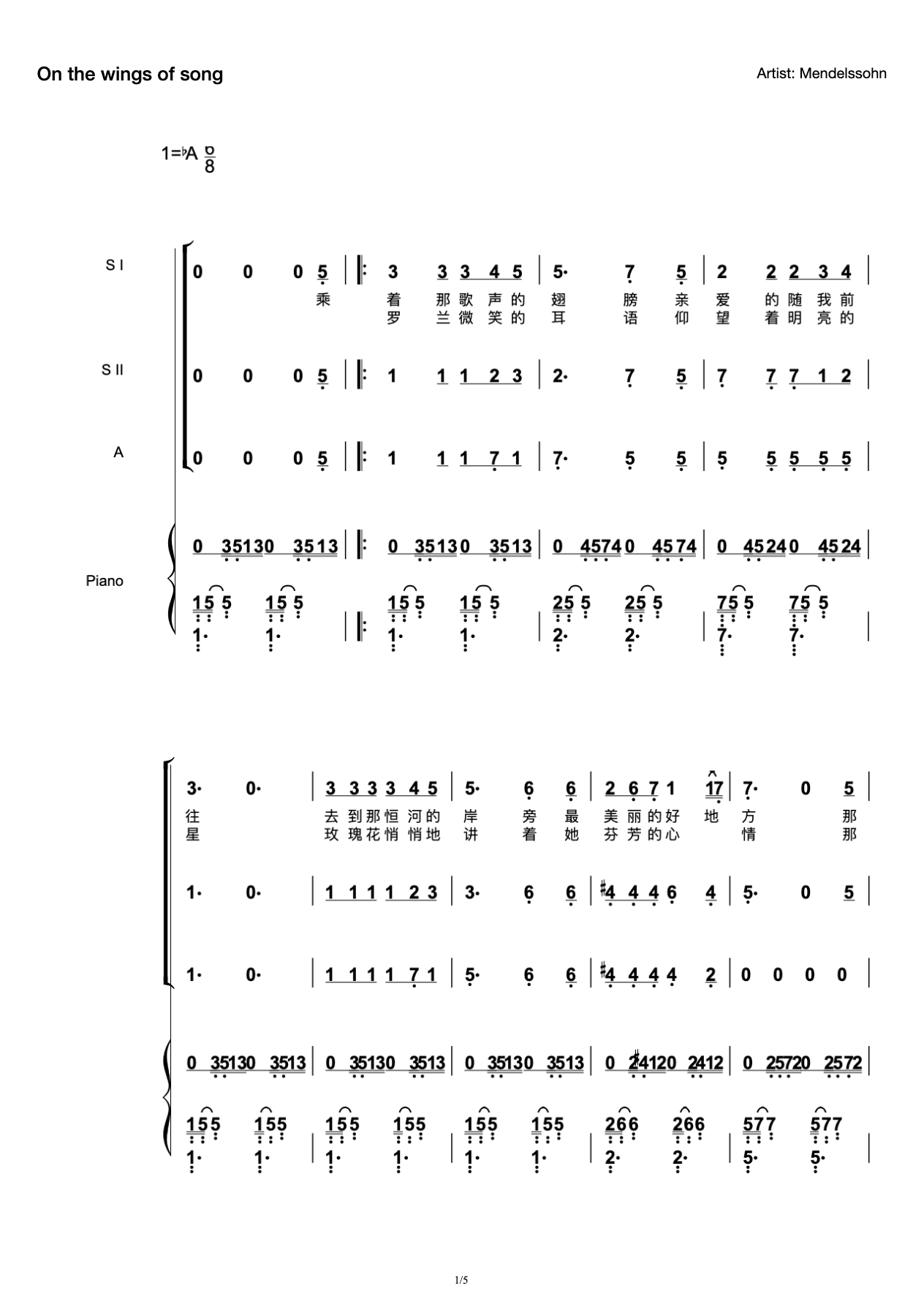 Chorus on the wings of song preview