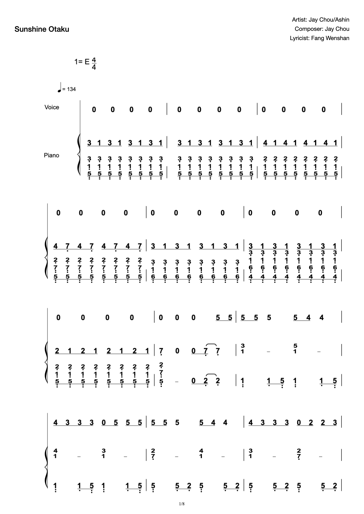 Sun otaku Jay Chou piano accompaniment version prepared by Wu Lingyun preview