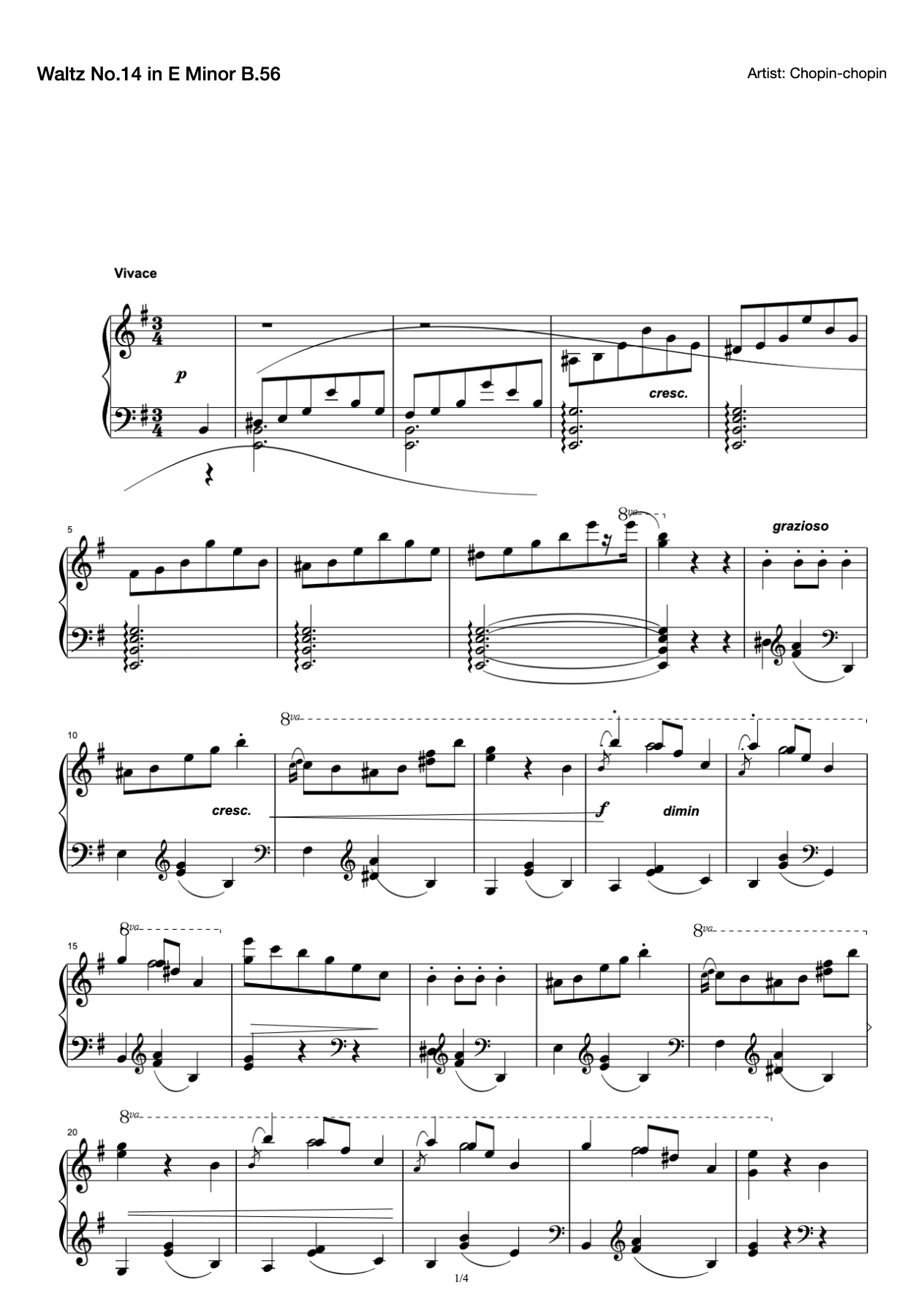 Waltz No.14 in E Minor B.56 preview