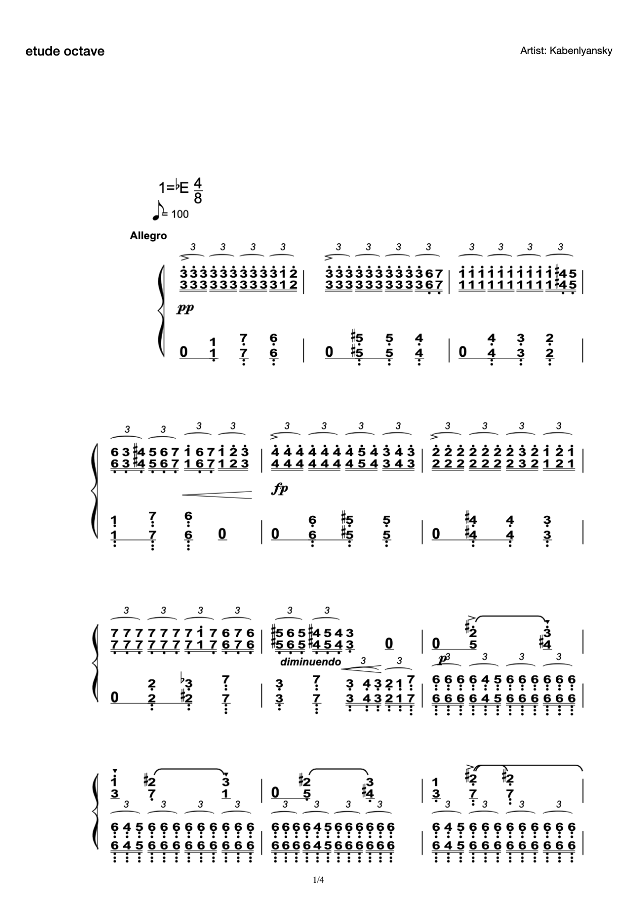 Octave etude (class 10 skill etude) preview