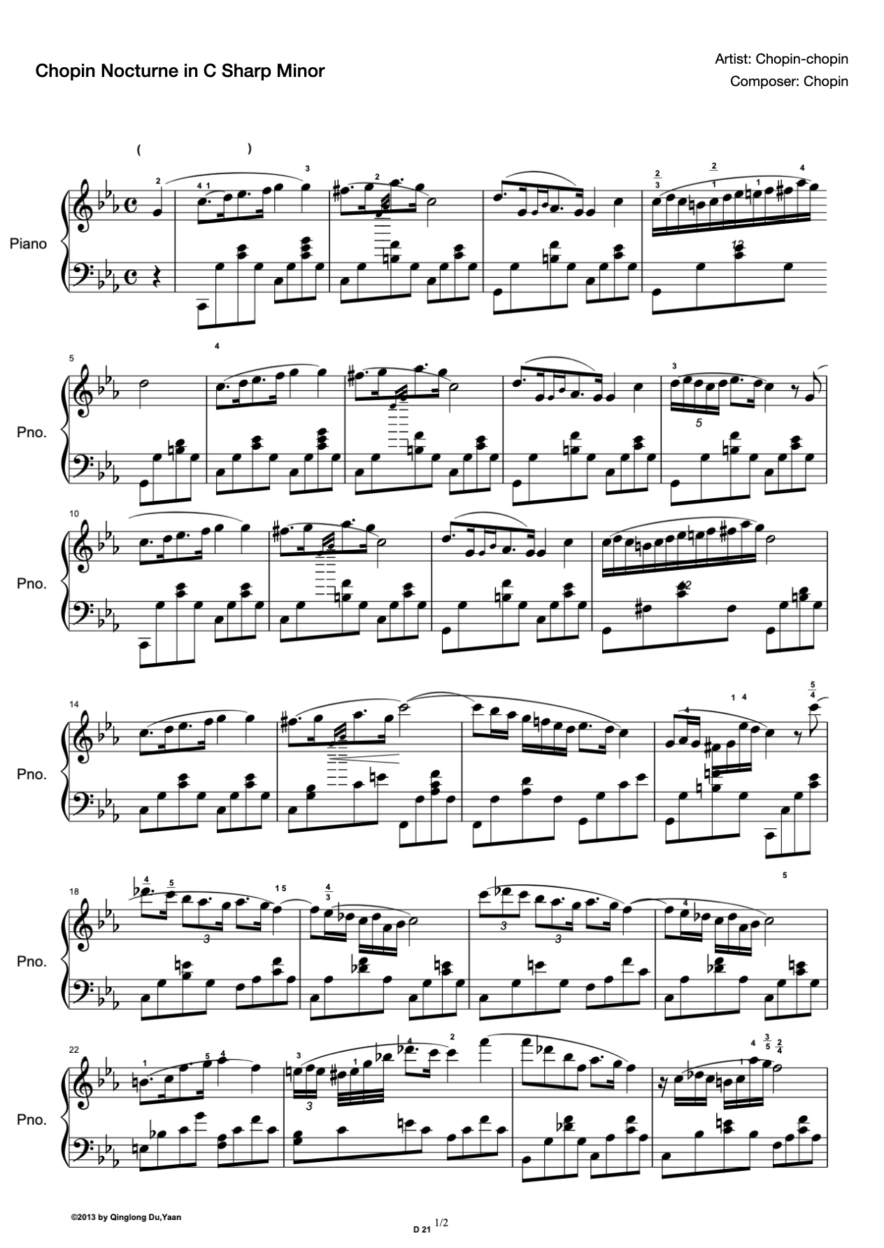 Chopin Nocturne in C Sharp Minor preview