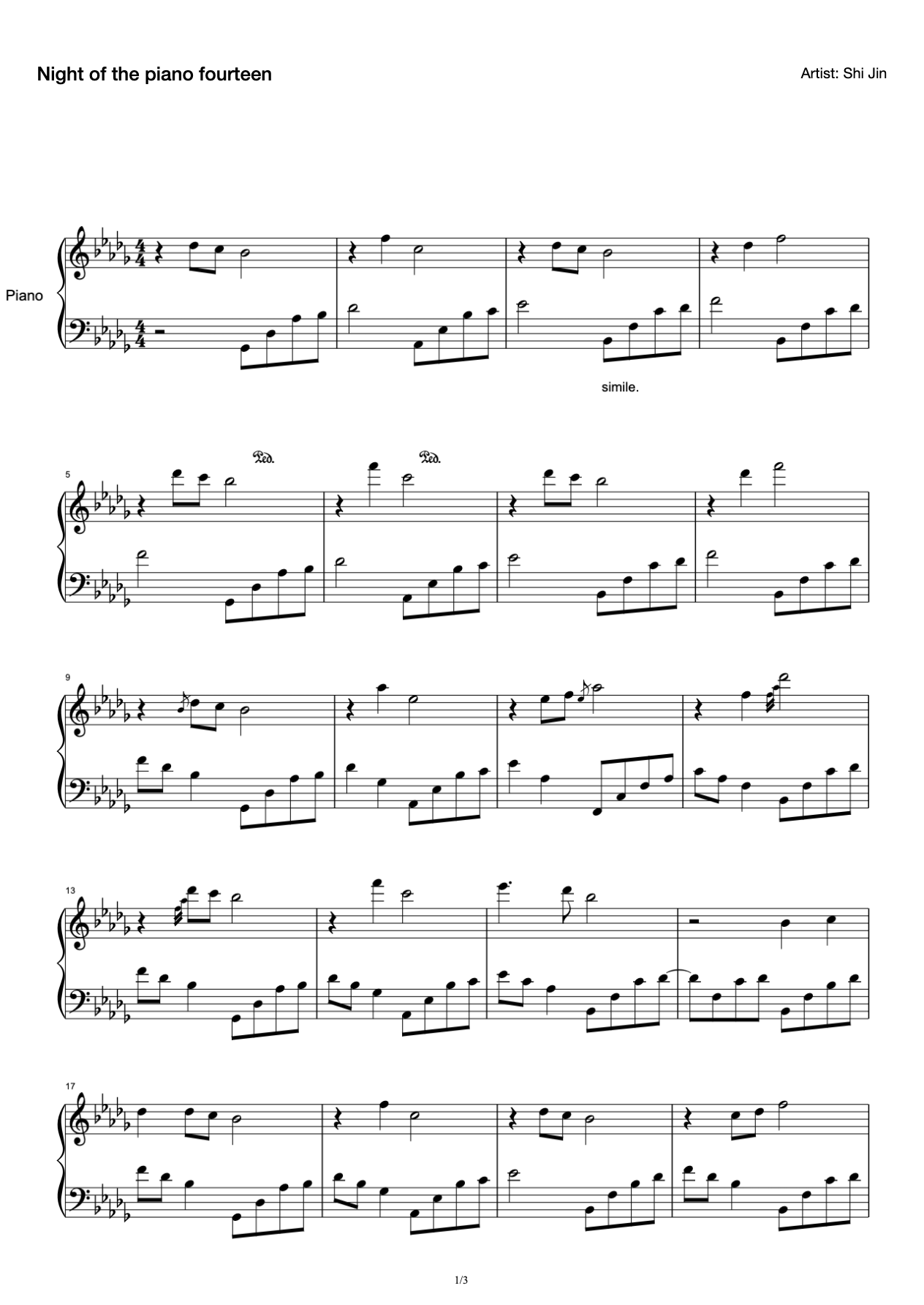 Night's Piano Music Fourteen-Shi Jin preview