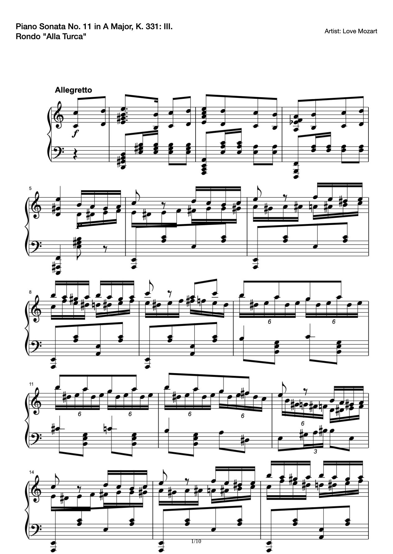 Piano Sonata No. 11 in A Major, K. 331: III. Rondo "Alla Turca" preview