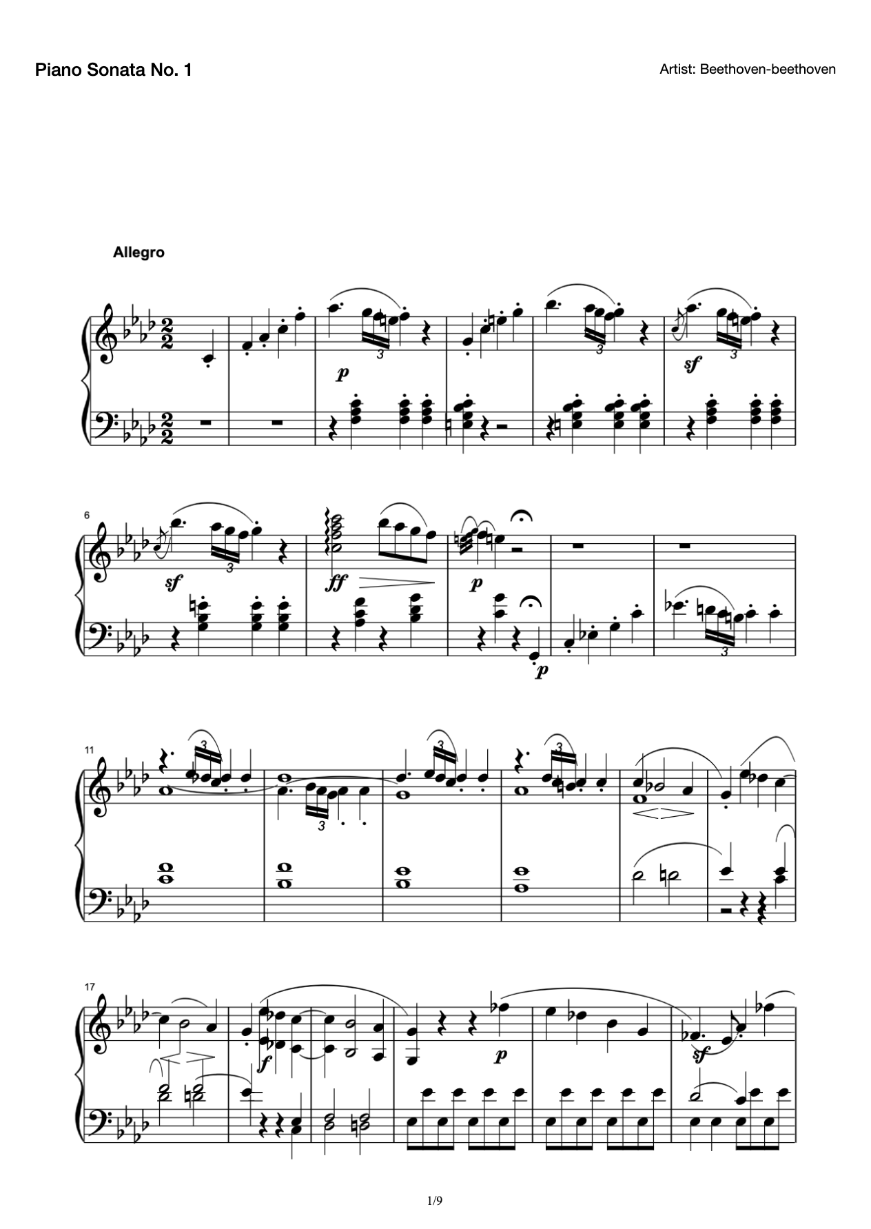 Piano Sonata No. 1 preview