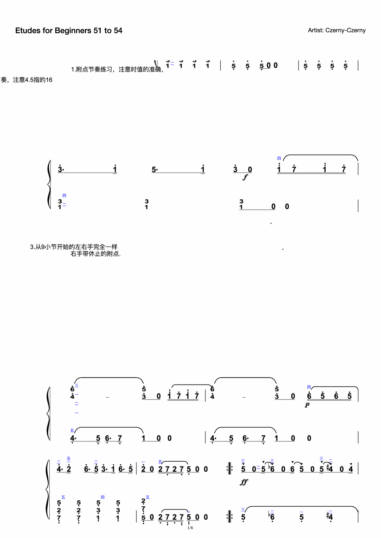 Etudes for Beginners 51 to 54 preview