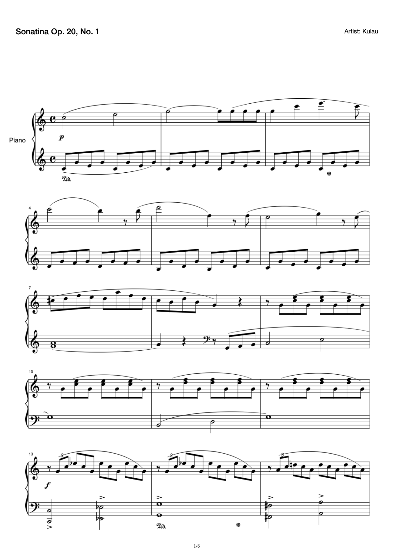 Sonatina Op. 20, No. 1 preview