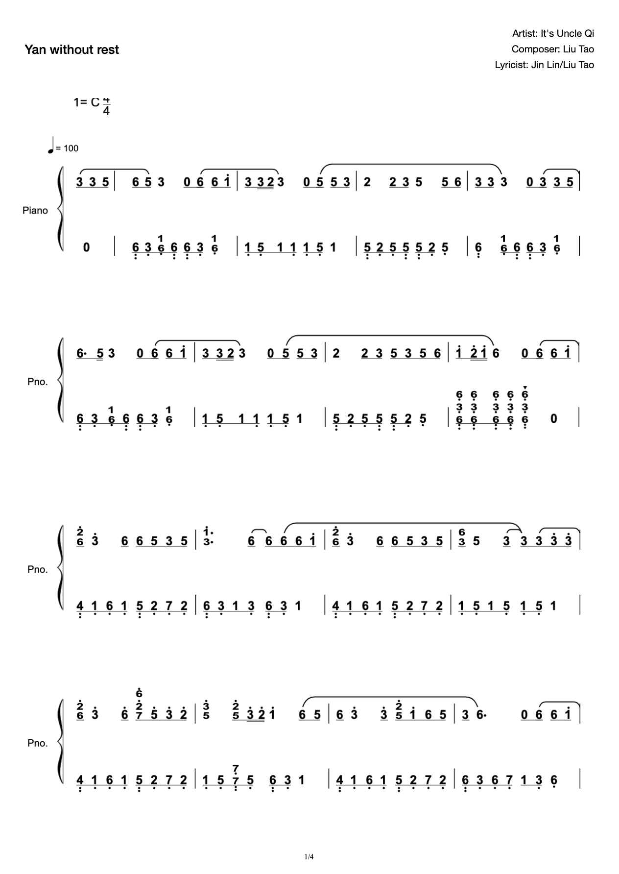 C is easy to play Yan without rest (tremolo version) is uncle seven preview