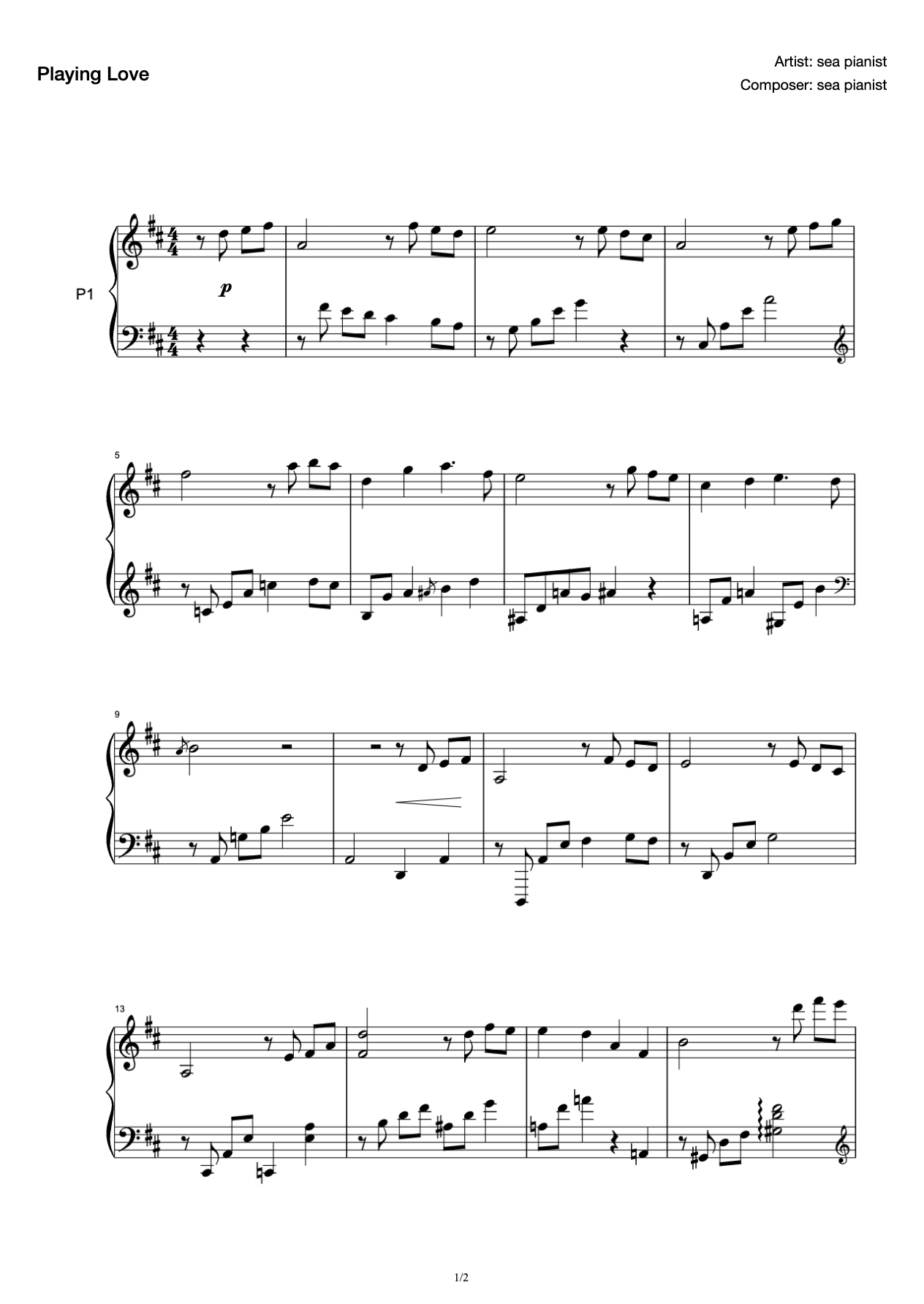 Playing Love [Gentle Solo Edition] Ze Da Hai Pianist preview