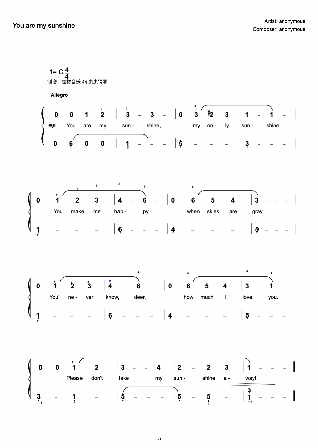 1-3. You are my sunshine preview